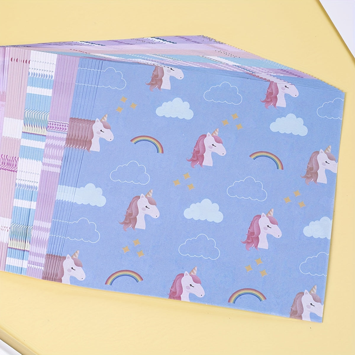 Cartoon Unicorn Origami Paper Kit 50 Sheets Double Sided 15x15cm Arts Crafts