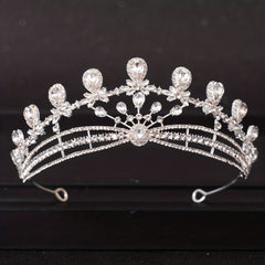 Silvery Crystal Queen Crown Tiara Rhinestone Wedding Tiaras Women Prom Crowns