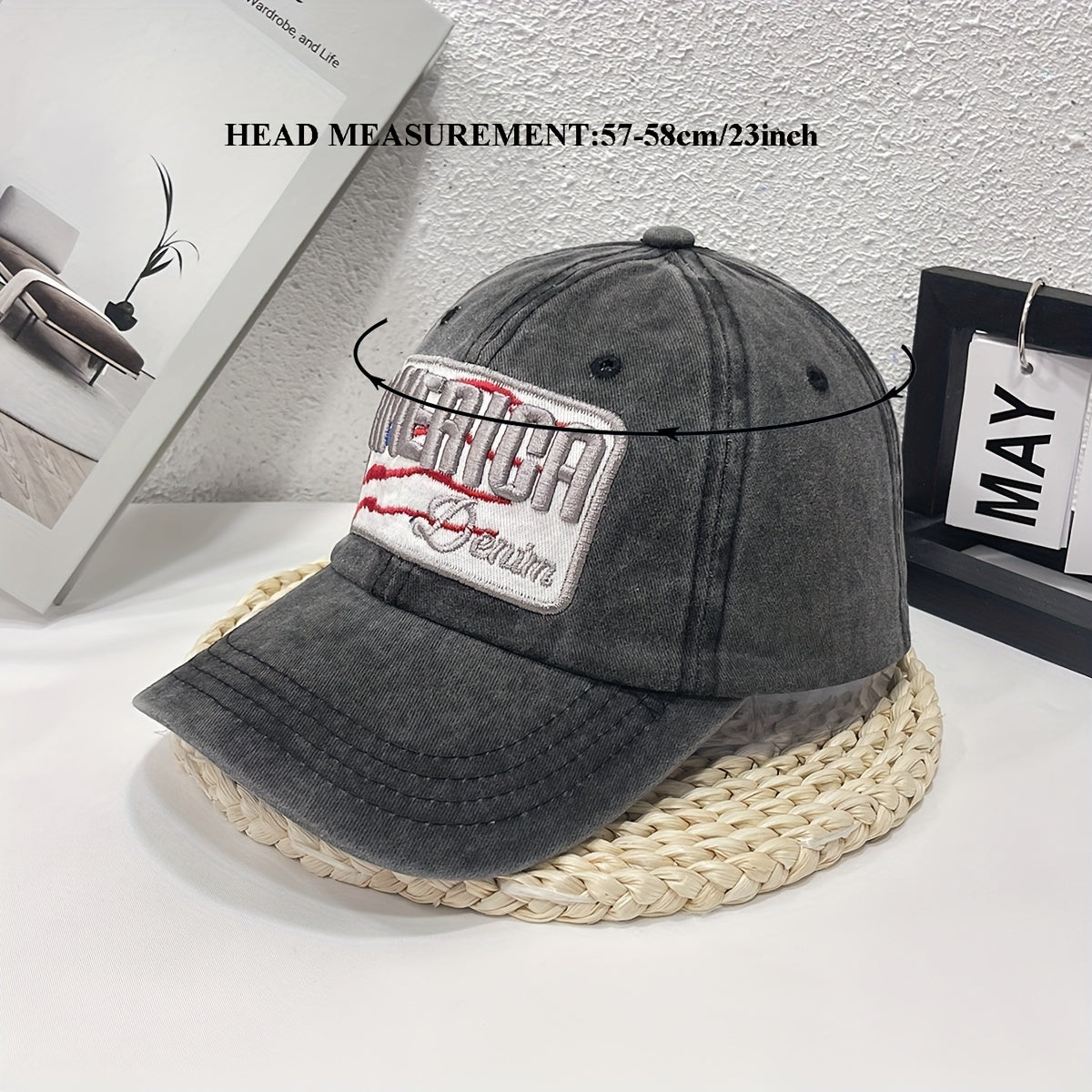 America 3D Embroidery Retro High Washed Denim Baseball Cap Unisex