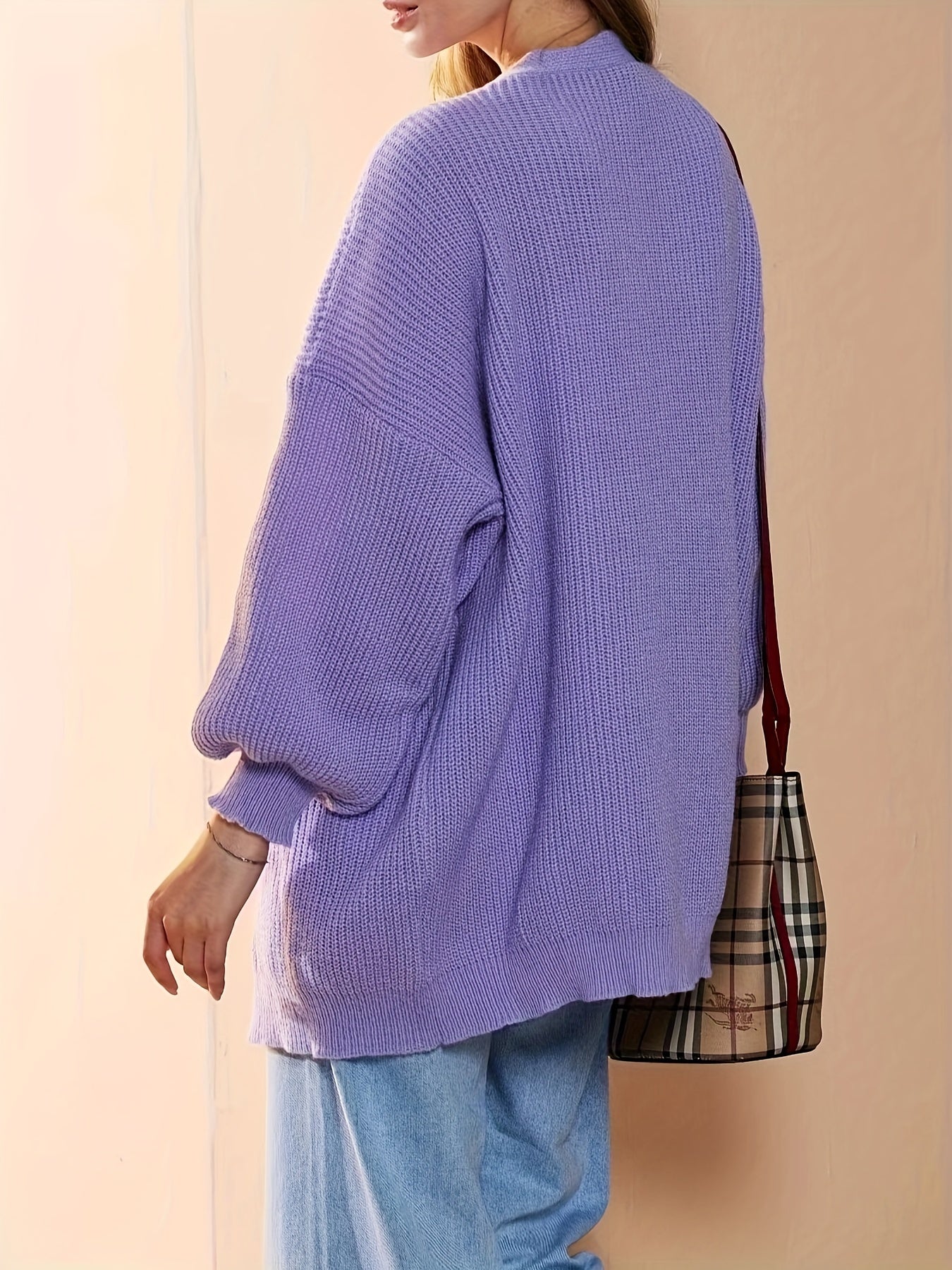 Casual Sweater Women's Plus Knit Cardigan