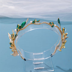 Girls Green Rhinestone Pearl Hair Hoop Dress Accessory