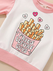 Cartoon Fries Long Sleeve Sweatshirt for Girls