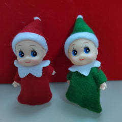 Christmas Elf Dollhouse Bookshelf Hair Photography Props Red and Green Set of 2