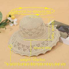 Hollow Out Crochet Bucket Hat Wide Brim Thin Breathable Basin Hat