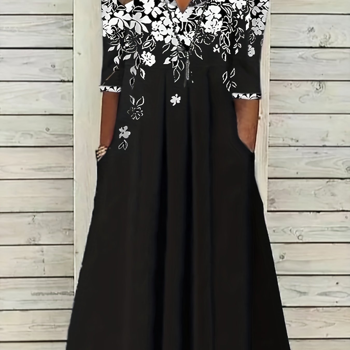 Floral Print Notched Neck Midi Dress Women's Clothing