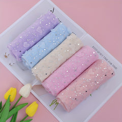 Silvery Love Patch Embroidery Peach Heart Mesh Material DIY Winter Wonderland