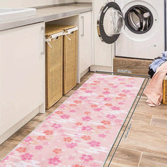 2x10ft Spring Pink Cherry Blossoms Rug Hand Washable Polyester Mat