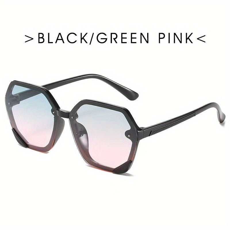 Polygonal Frame Sunglasses Colorful Ocean Piece Sunglasses