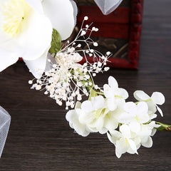 Flower Leaf Bridal Headband Tiara Veil For Women Bride Wedding