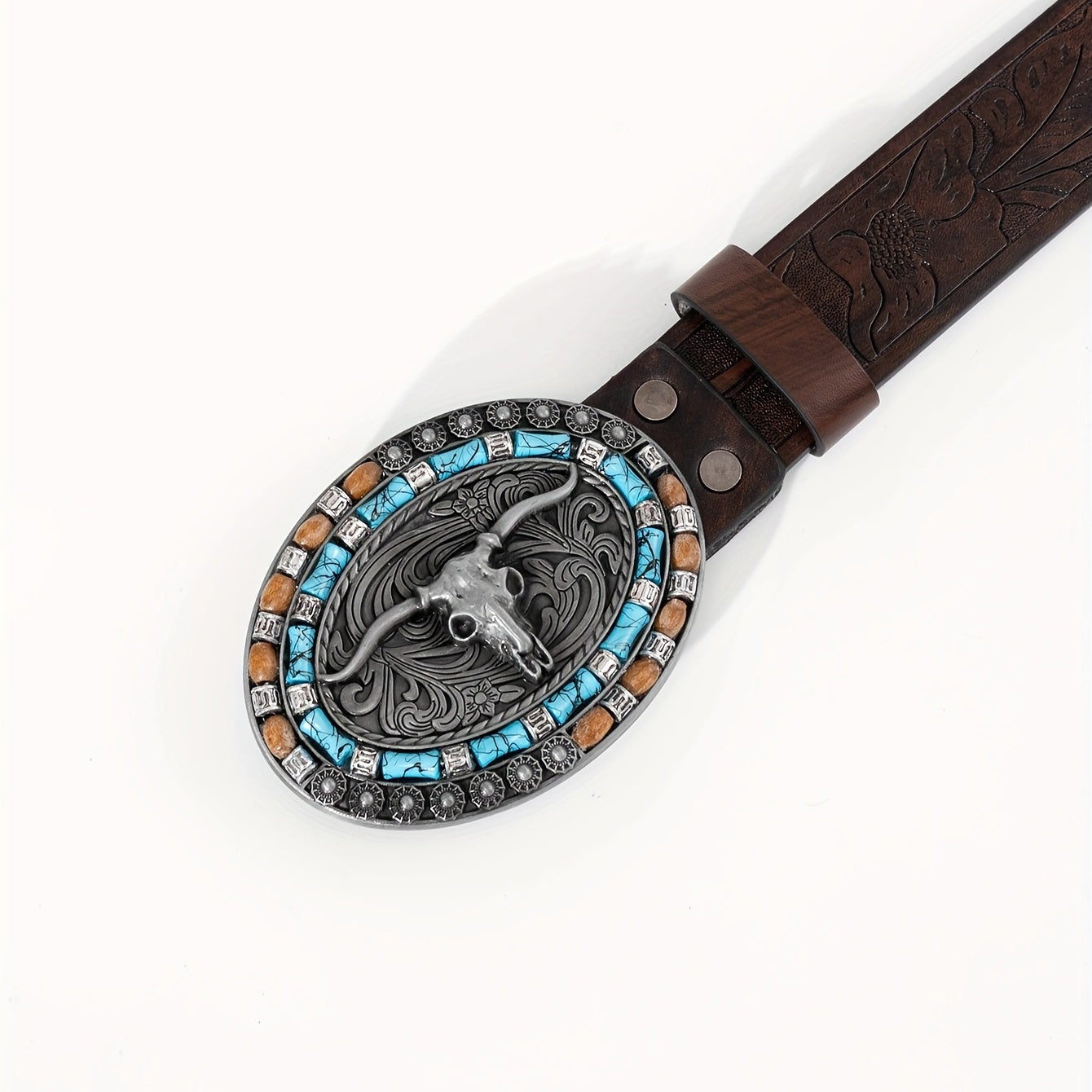 Vintage Western Cowboy Embossed Leather Belt