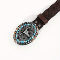 Vintage Western Cowboy Embossed Leather Belt