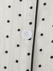 Polka Dot Print Pajama Set Short Sleeve Buttons Top & Elastic Waistband Pants