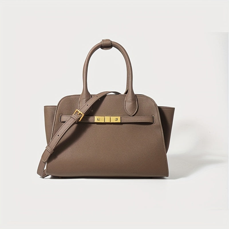 Women's Gray Leather Handbag Professional & Casual Purse