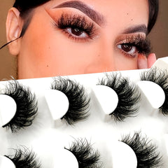 4 Pairs 18mm Fluffy Volume Full Strip False Lashes Faux Mink Dramatic Look
