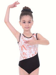 Girls Splicing Letter Print Dance Gymnastics Romper
