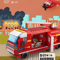6 in 1 DIY Fire Truck Firefighter Helicopter Building Block Set