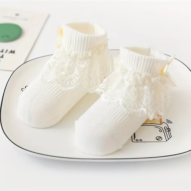 5 Pairs Lace Baby Socks Crystal Silk Transparent Mesh Breathable Princess Socks