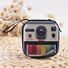 Kids Camera Print Coin Bag Zipper Wallet Earphone Cable Storage Box For Girls