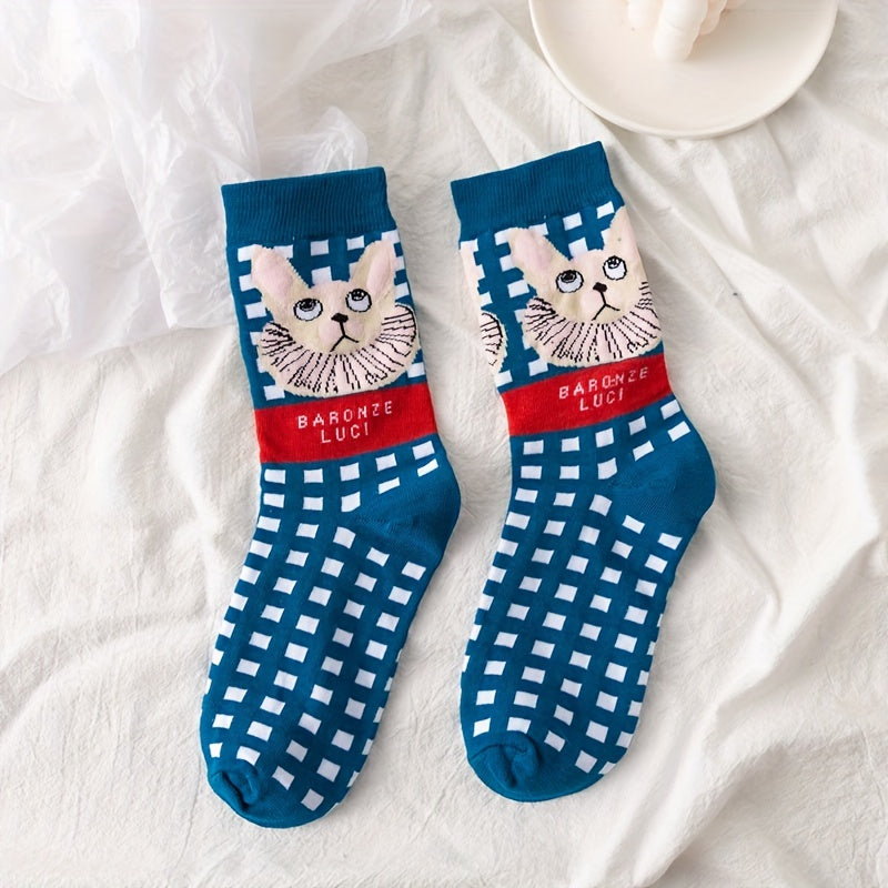 Cartoon Pattern Socks Comfy & College Style Women's Stockings