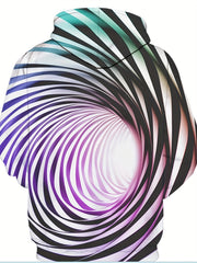 Optical Vision Swirl 3d Pattern Hoodies For Men