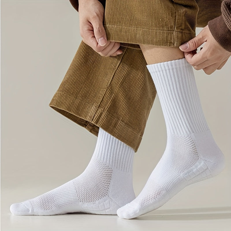 5 Pairs Men's Crew Socks Comfy Casual Unisex Outdoor All Seasons