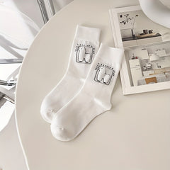 3 Pairs Cartoon Alpaca Print Socks Women's Stockings & Hosiery