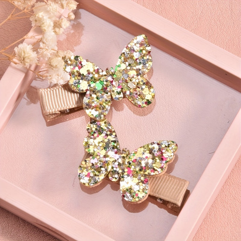 Girls Glitter Butterfly Hair Clip Set - Party Princess Hair Accessories
