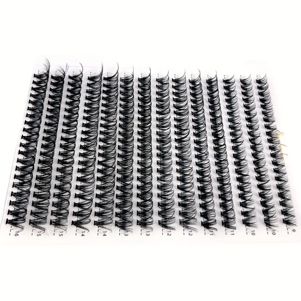 280pcs Clusters Eyelashes 0.07mm D Curl Mixed Length Faux Mink Eyelash Extension