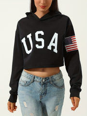 Women's American Flag Graphic Sweatshirt Long Sleeve Round Neck