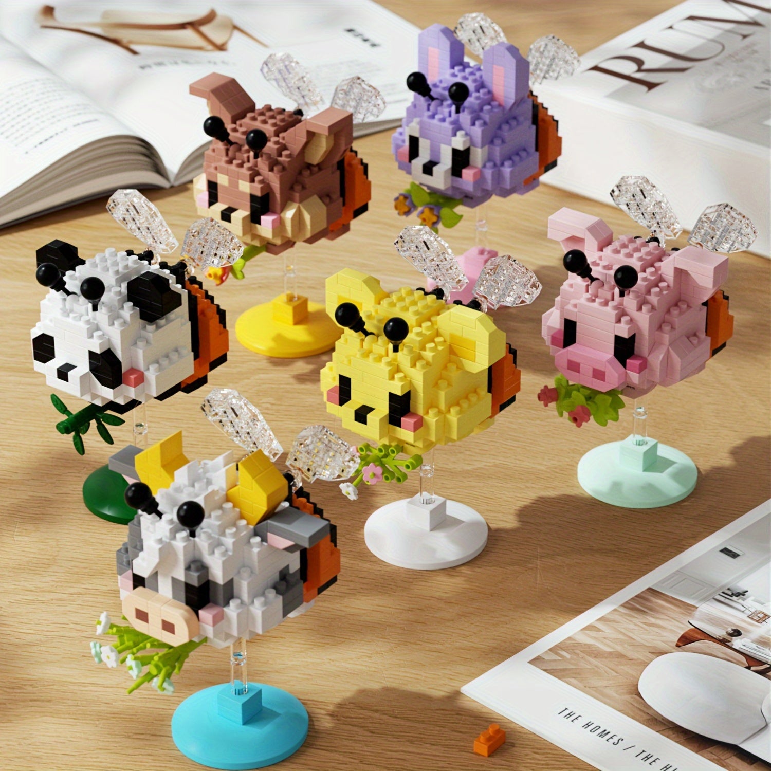Cute Animal Figurines with Wings in Pastel Colors