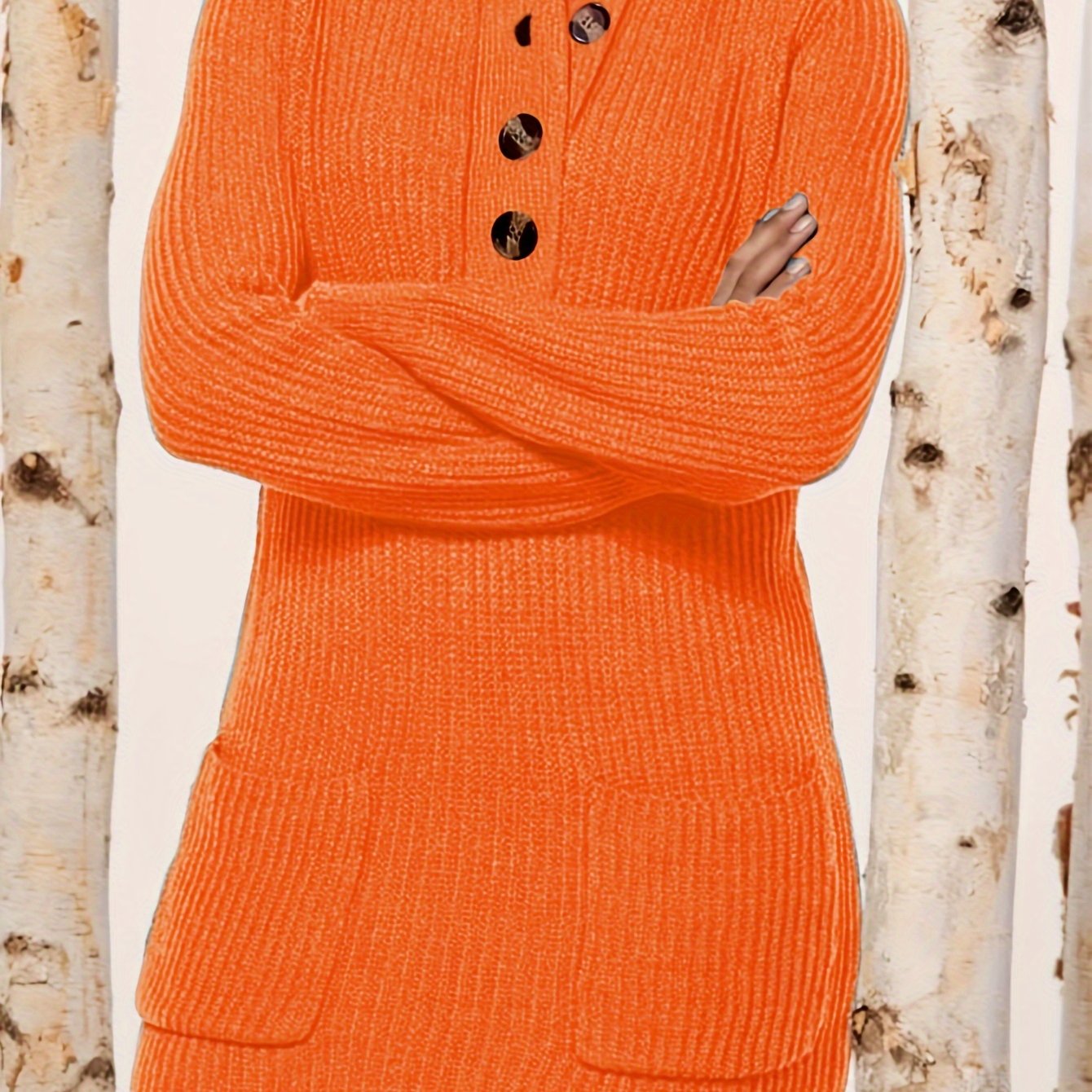Retro Sweater Dress Women's Plus Solid Long Sleeve Polo Neck