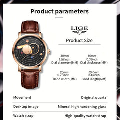 LIGE Boys Quartz Watch Handsome Waterproof Student Gift Watch