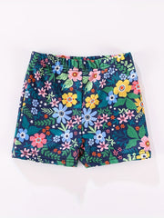 Boys Flower & Leaf Print Swim Trunks for Vacation