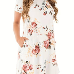 Floral Print Plus Size Short Sleeve Mini Dress