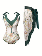 Floral Print Two Piece Swimsuit Set