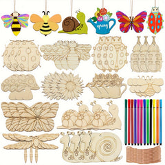 84pcs Kids Insect Wood Craft Kit with Markers for DIY Painting