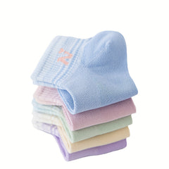 5 Pairs Letter Print Sports Short Socks Women's Stockings
