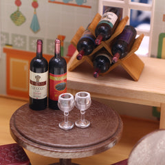 Mini Wooden Wine Rack Dollhouse Red Wine Storage Shelf DIY Model Toy House Decor