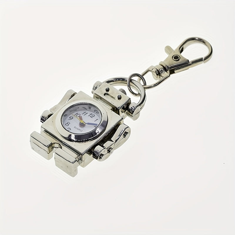 Vintage Robot Pocket Watch Necklace Key Chain for Kids