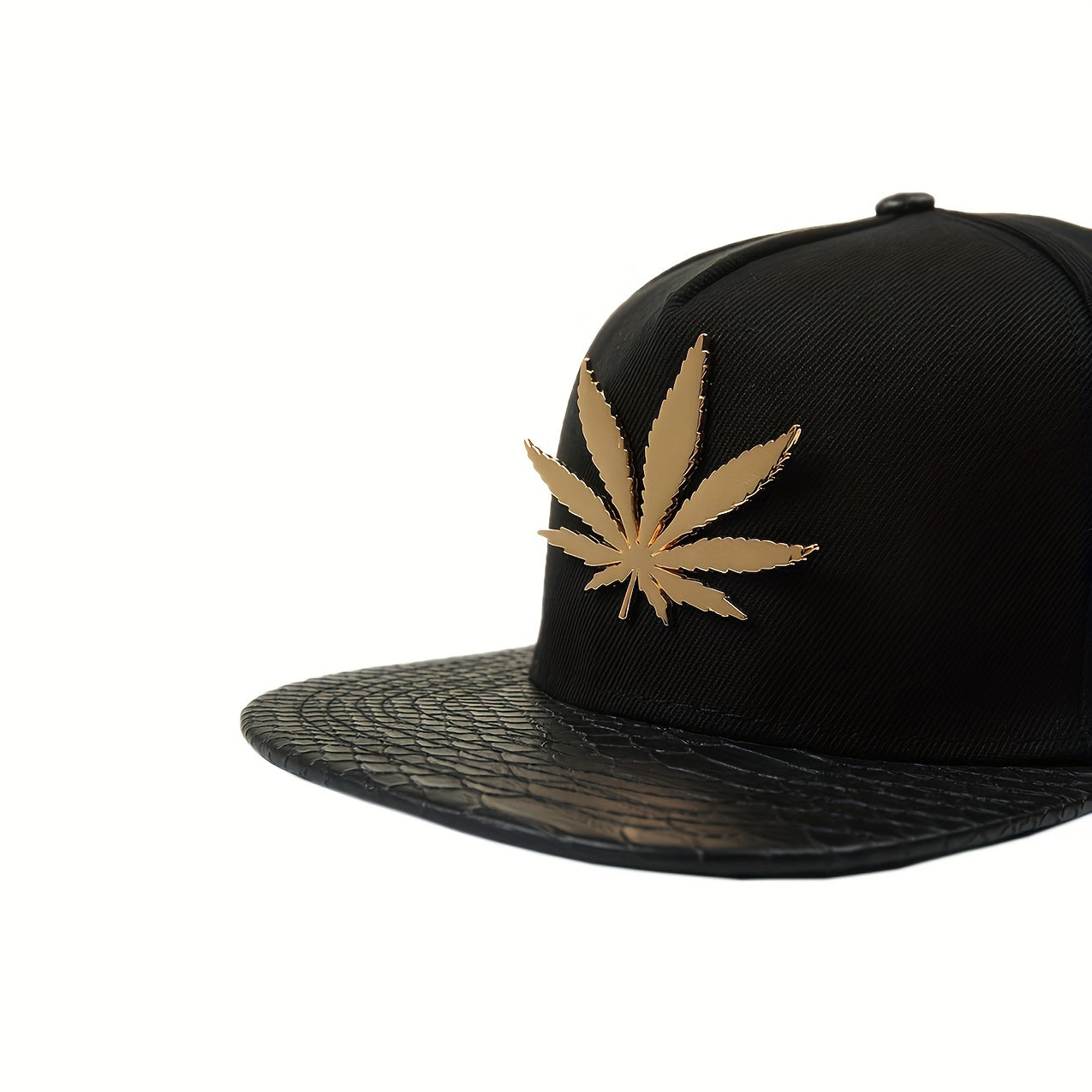 Men's Hip Hop Baseball Cap Street Dance Hat Punk Wind Metal Hemp Leaves Pattern