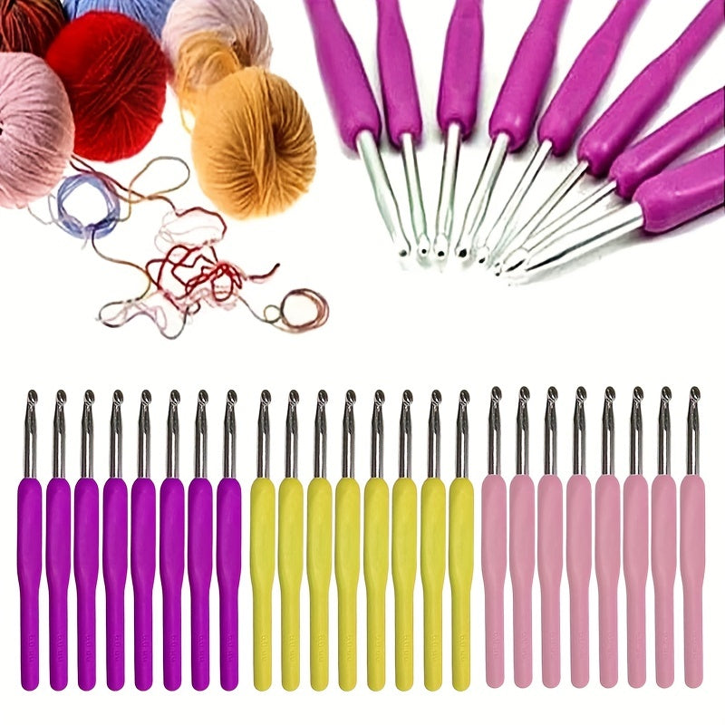 8pcs Soft Handle Aluminum Crochet Hooks Set for Arthritic Hands