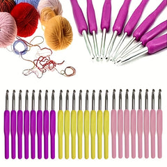 8pcs Soft Handle Aluminum Crochet Hooks Set for Arthritic Hands