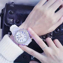 LED Rhinestone Student Couple Jelly Watch Soft Strap