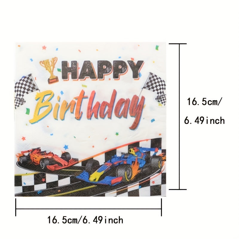 20pcs Racing Car Birthday Party Napkins - Racing Car Themed Paper Dinnerware