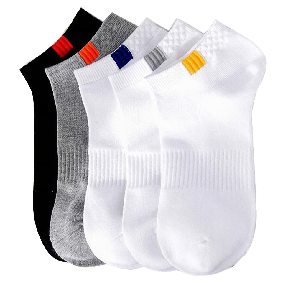 5 Pairs Cotton Mid Calf Sports Socks for Autumn and Winter