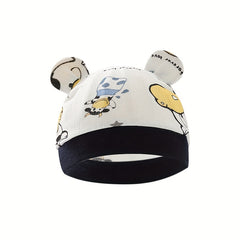 Newborn Cotton Baby Hat With Cartoon Embroidery For Kids