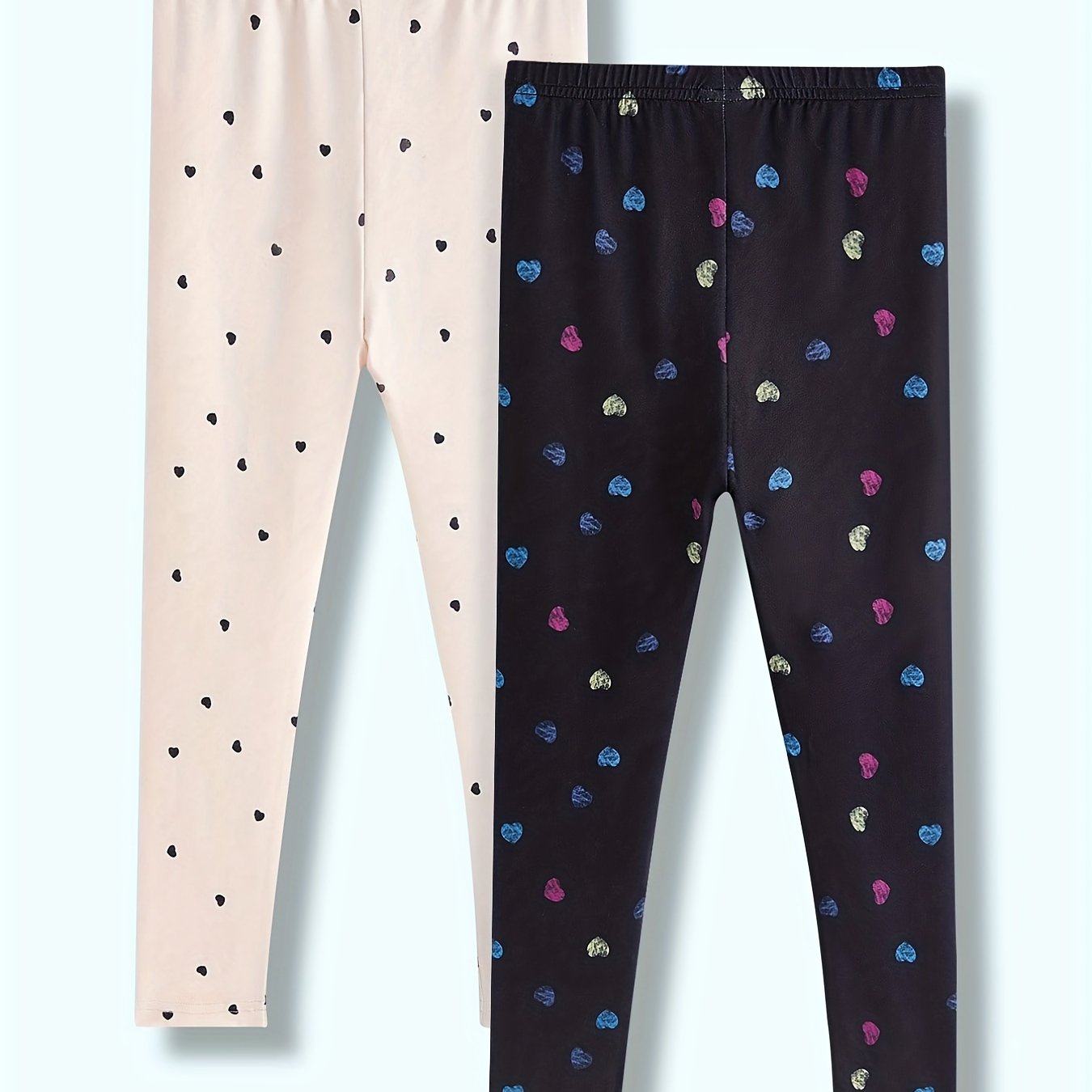 Girls' Heart Print Legging Pants for Sports Casual Outfit