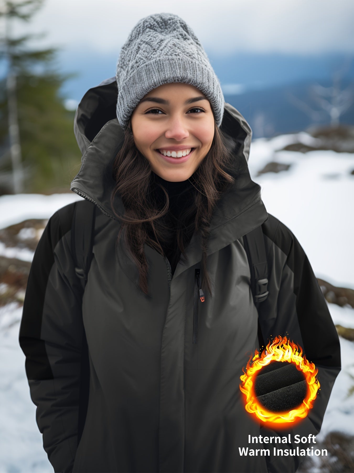 Women's Fleece Hooded Jacket for Hiking and Mountaineering
