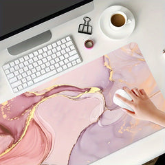 Red Marble Desk Mat Mouse Pad Keyboard Wrist Rest Set