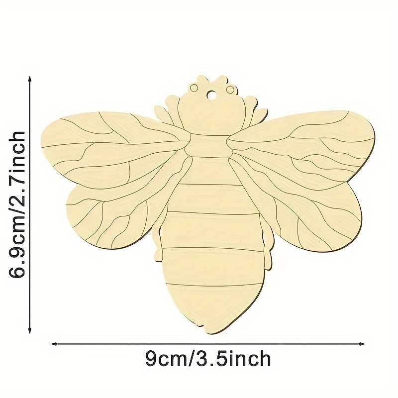 50pcs Wooden Bee Decor DIY Wood Chips Hanging Wooden Bee Paper Cut